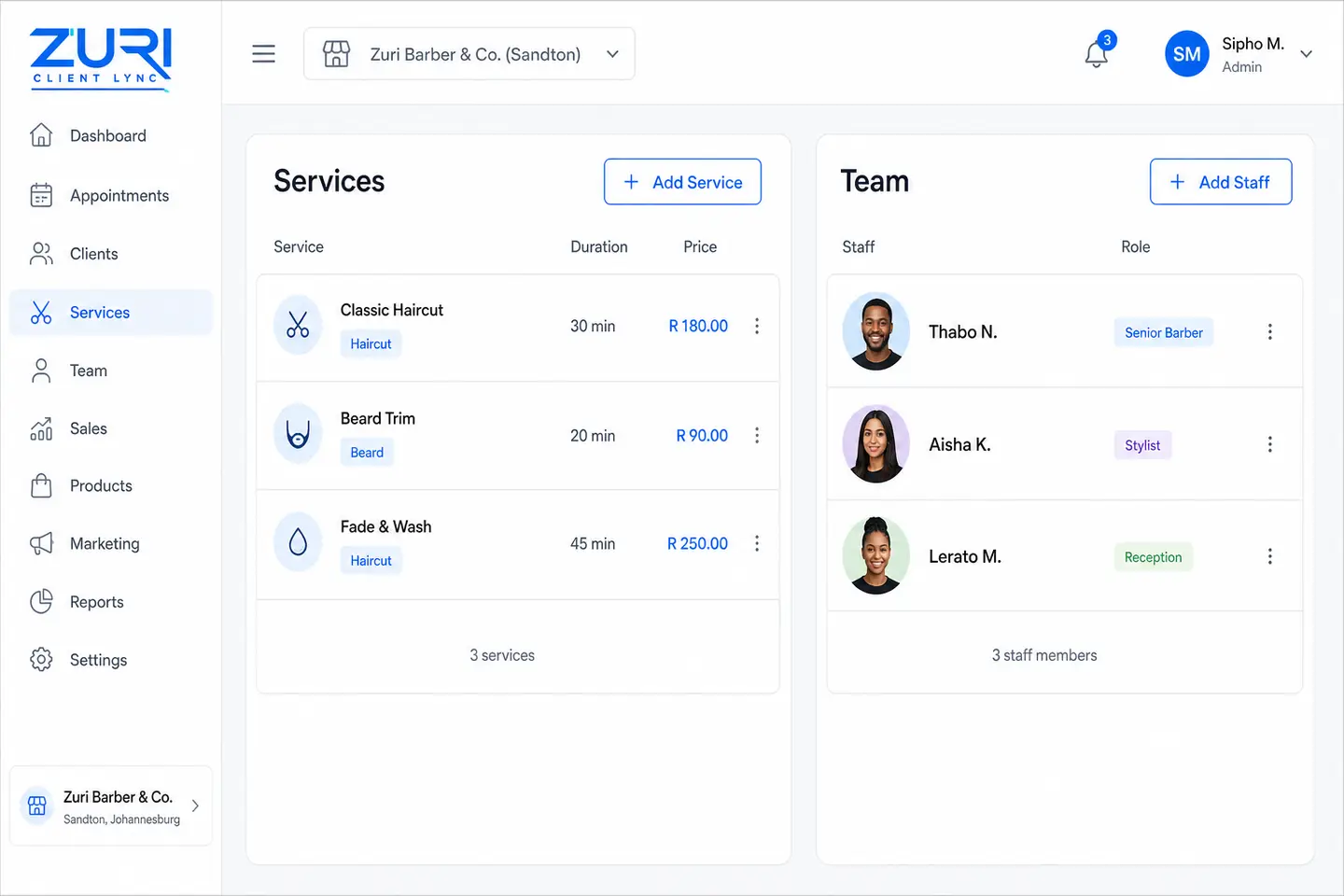 Set up services & team